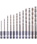 14-Piece M35 Cobalt Drill Bit Set for Stainless Steel and Hard Metals, displayed in ascending sizes, with jobber length and hex shank.