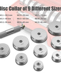 Bearing Race And Seal Bush Driver Set With Carrying Case Universal Kit for Automotive Wheel Bearings, 10 Piece Includes 1 Driver and 9 Collar Discs shown in various sizes.