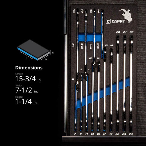 Ultra Thin Open End Wrench Set Master Set With Low Profile Heads 14 wrenches in tray showing sizes