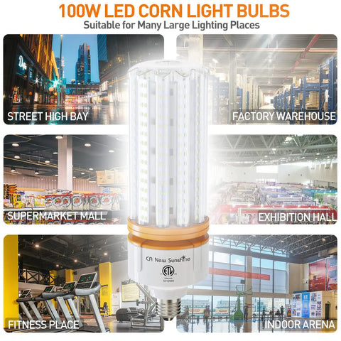 1000W Equivalent LED Corn Bulb Mega Bright 15000 Lumen 5000K Daylight White E26 E39 Mogul Base 2 Pack lighting examples