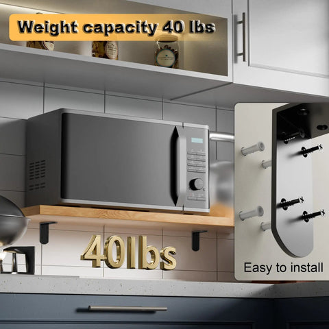Solid As A Rock Heavy Duty L Brackets Quick Fix Corner Supports Stainless Steel under microwave holding 40 lbs.