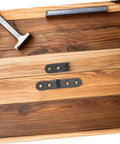 Heavy Duty Foldable Desk Hinges 270 Degree Round Edge Folding Table Hardware flat on wooden surface