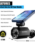 Motion Sensor Solar Spotlight For Outdoors Waterproof Landscape And Yard Lights Super Bright LED Garden Path Lighting