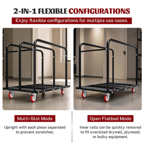 2 In 1 Furniture Dolly 1000 Lbs Adjustable Moving Cart With Multi Slot And Flatbed Modes showing dual configurations