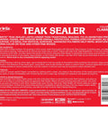 Teak Sealer No Drip No Splash One Coat Finish For Outdoor Furniture And Boats label and instructions, 16 oz Classic Teak