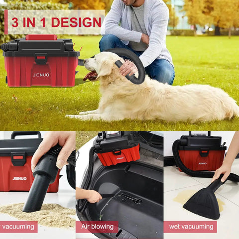 Cordless Wet Dry Vacuum Cleaner With Brushless Motor, 20V 2.5 Gallon Shop Vac in use for vacuuming and blowing tasks