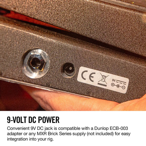 9-volt DC power jack on 535Q Multi Wah Guitar Pedal With Adjustable Boost And Six Wah Ranges For Dialed In Expressions From Subtle To Gnarly Vintage Style Filter With Tight Q Control For Any Rig