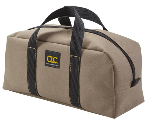 Medium beige tote bag with reinforced bottom, part of Two Pack Medium And Large Utility Tote Bags Set For Pros Pro Grade Durable Reinforced Bottom