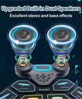 9-Pad Roll-Up Electronic Drum Set With Portable Silicone Pads showing upgraded built-in speakers with bass effects.