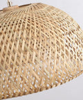 Close-up of Roomy Bamboo Plug In Pendant Light With Dimmable Switch And 14 Foot Handmade Woven Cord showcasing woven bamboo design.