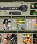 Go-To 29 In 1 Emergency Survival Kit with Multi-use Spork, Water Bottle Buckle, and Fire Starting Stick for Camping and Outdoor Prep