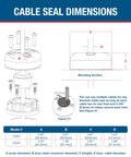 Diagram showing dimensions for Round Cable Gland Marine Grade Waterproof Pass Through Seal CG20SS