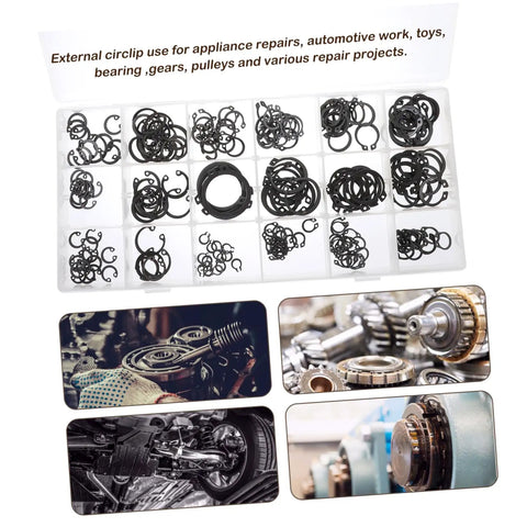 C Type Retaining External Snap Ring Kit In Carbon Steel Shaft Clips For Axles And Moving Parts With Smooth Surface And Easy Storage