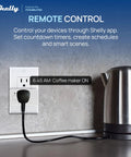 Matter Certified Smart Outlet With Precise Power Monitoring And Dead Simple Pairing Smooths Out Daily Chores While Delivering Rock Solid Connections Across Every Major Voice App And Automated Scenes In Crisp White plugged into kitchen with a coffee maker.