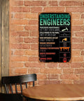 Industrial Metal Sign Poster 12x8 Inch Dope Vintage Wall Decor For Engineers With Funny Engineering Definitions on brick wall