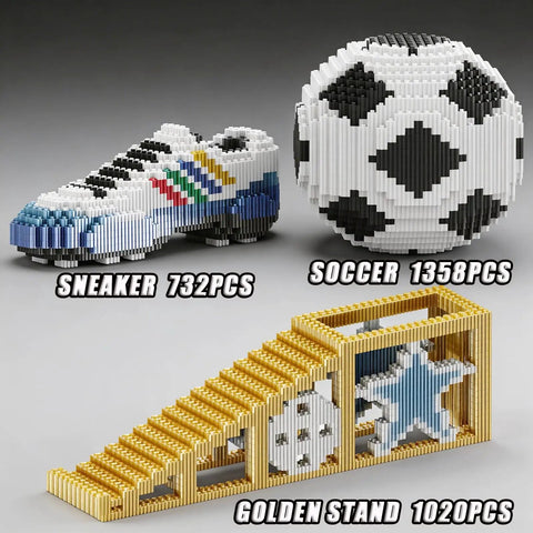 Dope 2026 Soccer Ball Building Block Set With Sport Sneaker And Luminous Crystal Shoe Realistic Mini Soccer Display On Golden Stand STEM Bricks DIY Educational Toy For World Cup Fans Teens And Adults, 3110 pcs
