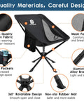 Lightweight Portable Folding Camping Chair With 360 Degree Rotation, 8 Second Quick Setup, Easy Carry, 3.8 Lb Ultra Lightweight Seat