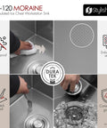 Badass Hella Insulated Workstation Sink For Outdoor Kitchen Bar Station With Deep Stainless Bowl Includes Heavy Duty Lid Commercial Grade Strainer And Cutting Board Built Sick, showing embossed steel and stain-proof features.