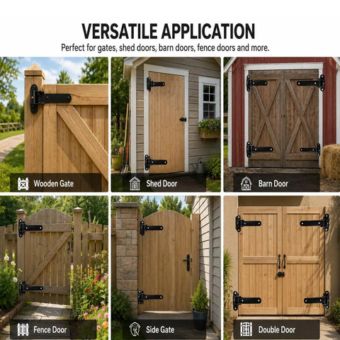Heavy Duty Gate Hinges Two Pack Upgraded Ball Bearing Hardware For Wood And Metal Gates, 900 Lbs Per Pair, Carbon Steel Fence Hinge Set For Barn Doors, Driveways, Gardens, Sag Proof And Smooth Operation on wooden gate