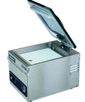 PrimaVac 254 Chamber Vacuum Sealer with 10 Inch Seal Bar, JetAire Pump, and 10 Programs, stainless steel, open lid