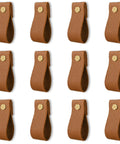 12 Pack Leather Drawer Pulls Set Handcrafted Leather Handles For Dresser Cabinets Drawers And Closet Doors Brown Safe Soft