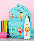 24 Sheets Hot Air Balloon Make A Face Stickers Set on backpack and bottle, featuring animals, sunglasses, and rainbows for DIY crafts.