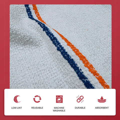 Heavy Duty White Terry Cloth Rags 16x19 Inches Bulk Box of 22 Reusable Cotton Cleaning Towels, textured surface, close-up view