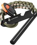 Survival Fire Starter Kit With 4 Inch Ferro Rod For Hiking And Camping, flint and steel fire starter, weatherproof magnesium rod, paracord lanyard, easy ignition, durable go to gear for outdoors adventures.