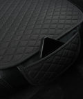 Premium Linen Front Car Seat Cover With Cushioned Pad, Sideless Design, quilted detail and pocket with inserted phone