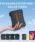 Foldable 36W USB Solar Panel Charger With IP57 Waterproof Outdoor Power Bank held in hand, showcasing compact design.