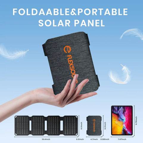 Foldable 36W USB Solar Panel Charger With IP57 Waterproof Outdoor Power Bank held in hand, showcasing compact design.