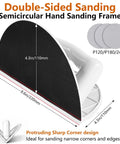 Semi Circular Corner Sander Kit With Hook And Loop Backing, shown with double-sided sanding frame and grit discs.