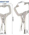 11 Inch C Clamp Locking Pliers With Swivel Pads Beefy Heavy Duty Welding Pliers, shown with dimensions in inches.