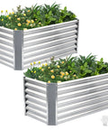 2 Pack Raised Garden Bed 4x2x2 Ft Galvanized Steel With Deep Root Planter Boxes Wing Nut Fasteners And Safety Edges
