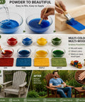 Mixing Hella Vivid 9 Color Wood Dye Powder Bundle Super Fast Dry Pigment for Furniture Flip in blue and red bowls.