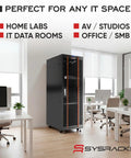 42U Server Rack Cabinet On Wheels With Glass Door 32 Inch Deep Network Enclosure for office IT setup