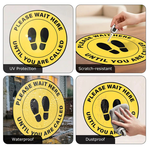 10 Pack Please Wait Here Until You Are Called Sign 12 Inch Square Vinyl Floor Sign peel and stick floor decal, UV protected