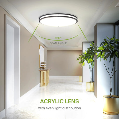 32 Inch Oval Flush Mount LED Light Fixture With 3CCT Dimmable Energy Star ETL Listed Low Profile Double Ring 45W 3750 Lumens