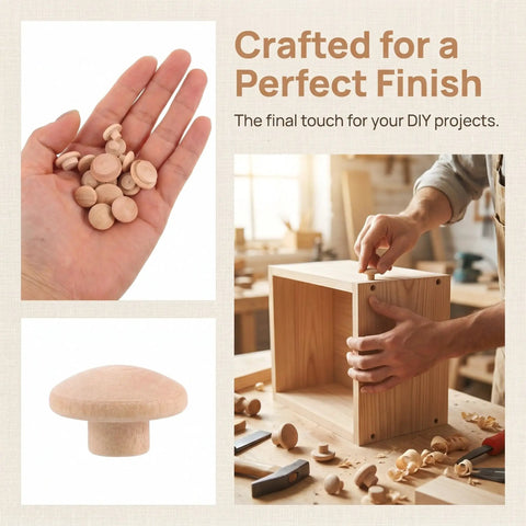 Man installing 120Pcs Wooden Screw Hole Plugs for Furniture With Mushroom Head Covers, illustrating use on wooden projects.