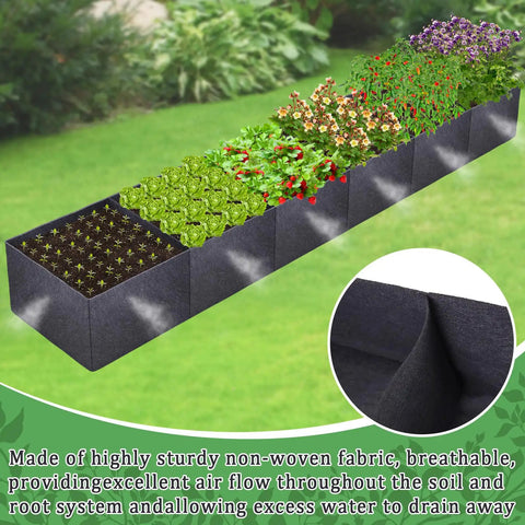 12x2x1ft Fabric Raised Garden Bed For Outdoors Nonwoven Planter Box Easy Setup No Tools Needed, planted with herbs and vegetables
