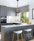 Oil Rubbed Bronze Orb Chandelier, Dope 3 Light Small Pendant For Dining Rooms hanging over modern kitchen island.