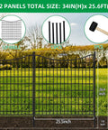 No Dig Decorative Outdoor Garden Fence With 12 Panels For Easy Yard Border And Pet Playpen, Rustproof Metal Wire Border