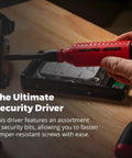 Tamperproof Security Screwdriver Set With Multi Bit Kit One Quarter Inch Hex Shaft Hex Pin Spanner Pin And Torx Pin Compact Pro Grade Security Bit Set With Palm Saver Cap And EZ Guide Collar red handle on hard drive