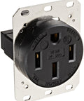 Single 50 Amp Receptacle 14-50R 250V Black Heavy Duty Spec Grade Outlet For RV Shop Or Home Wiring, front view