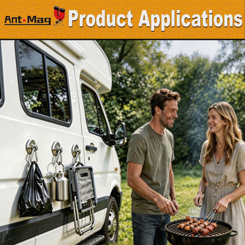 Heavy Duty Magnetic Carabiner Hooks With Neodymium Magnet, 80 Lbs Hold, Swivel Snap Hooks for van storage use