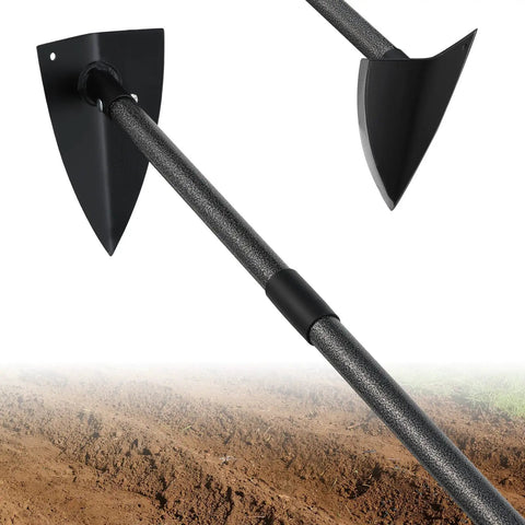 Beast Triangular Hoe With 15 To 60 Inch Adjustable Stainless Steel Pole Heavy Duty Garden Tool for Digging and Trenching