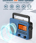 Portable AM FM Shortwave Radio With NOAA Weather Alert, 4000mAh Rechargeable Battery, Big Speaker, Digital Tuner shown on table