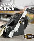 Heavy Duty 3500lb Boat Trailer Winch With 33ft Strap Portable Hand Winch With Steel Cable Two Way Ratchet Crank For SUV ATV UTV
