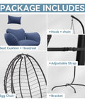 Package includes for Foldable Egg Chair With Stand For Indoor And Outdoor Use Wicker Rattan Swing Chair 485 Lbs Capacity