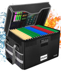 Fireproof Document Box With Lock Collapsible File Organizer With Mesh Pockets Portable Home Office Safe Filing Box, open view